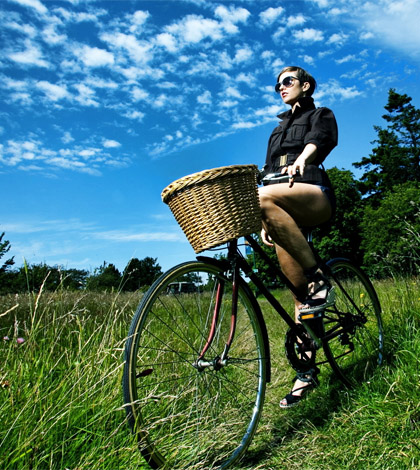 grass bicycle sky woman [listofimages.com]