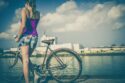 woman, bike, urban